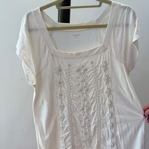 Cream Embroidered Women's Top